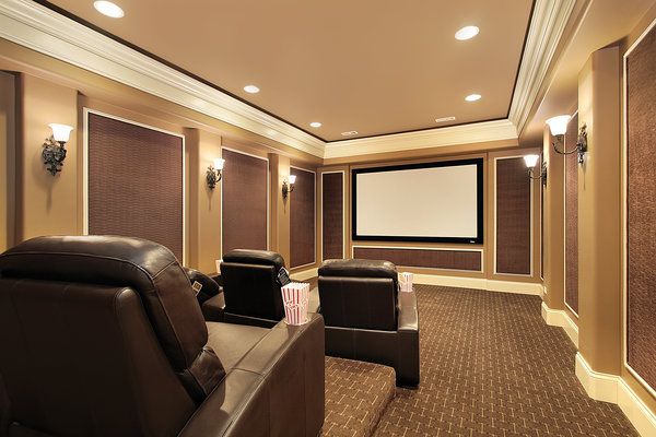 Home theater with custom seating addition